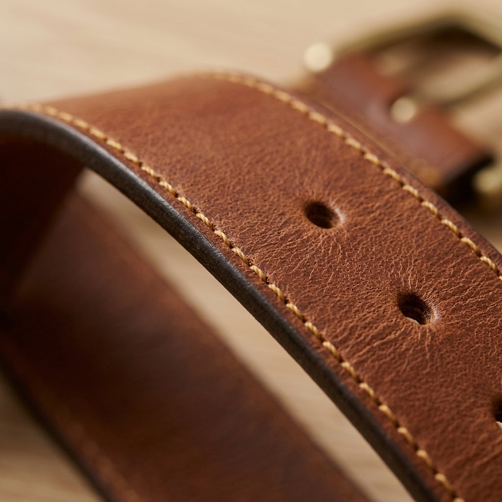 Wide Center-Bar Leather Belt
