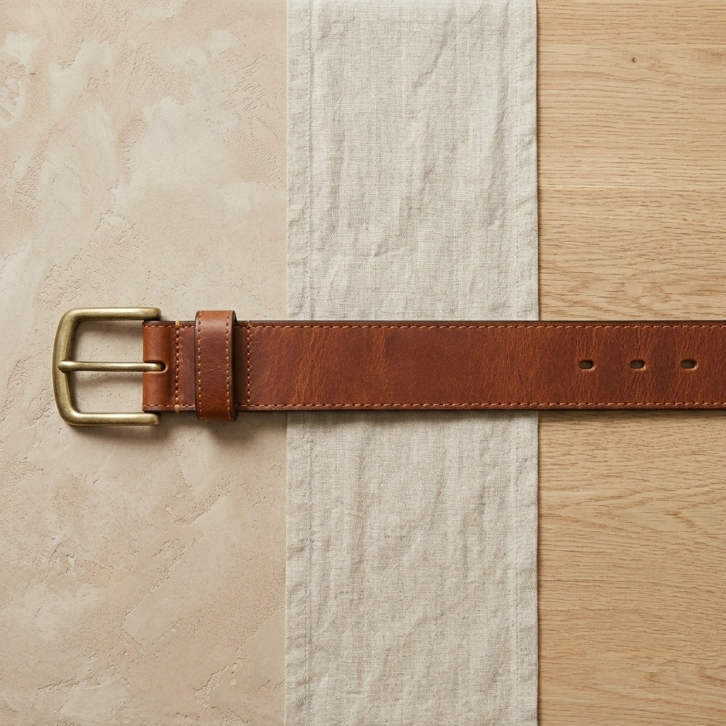 Wide Center-Bar Leather Belt