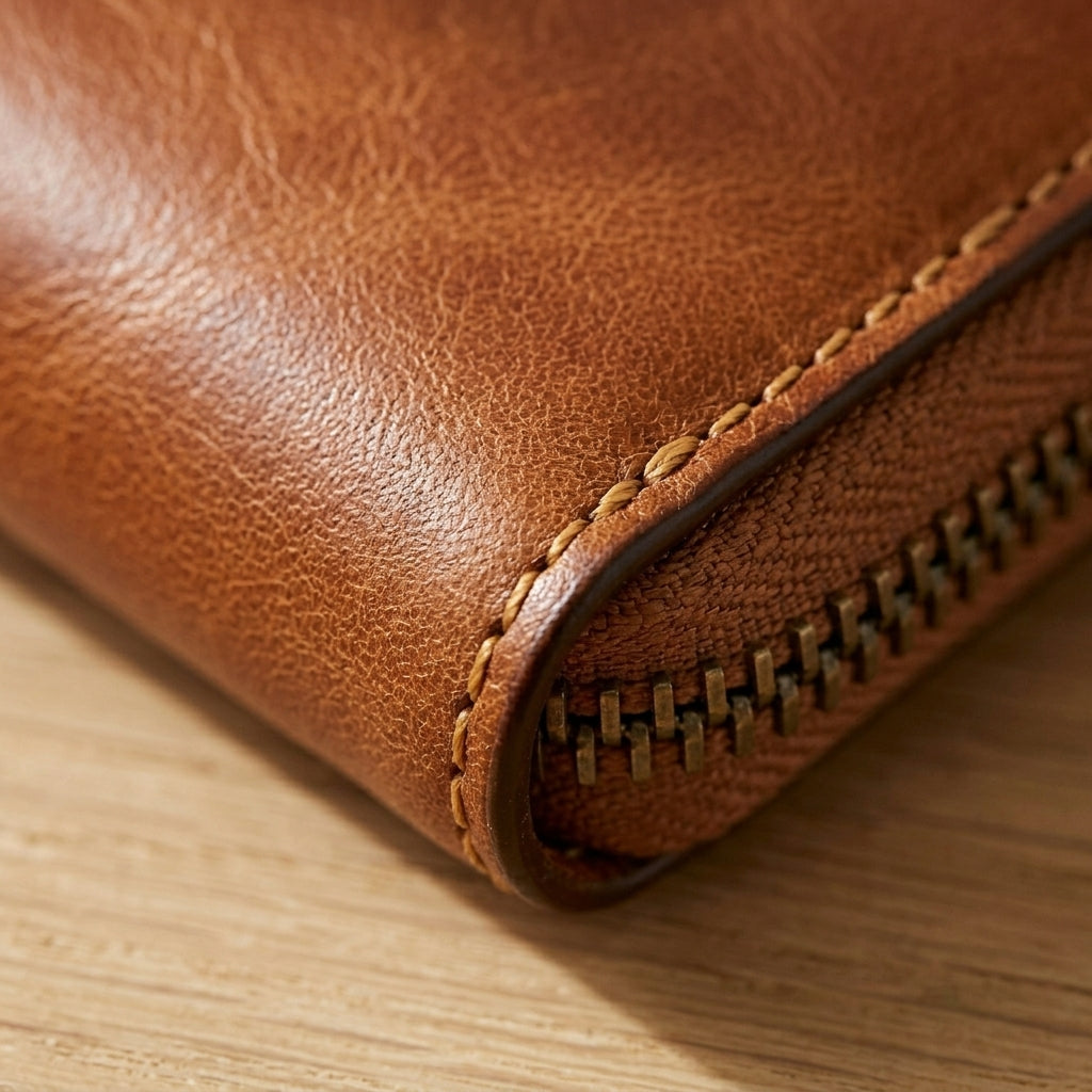 Zip-Around Leather Travel Wallet