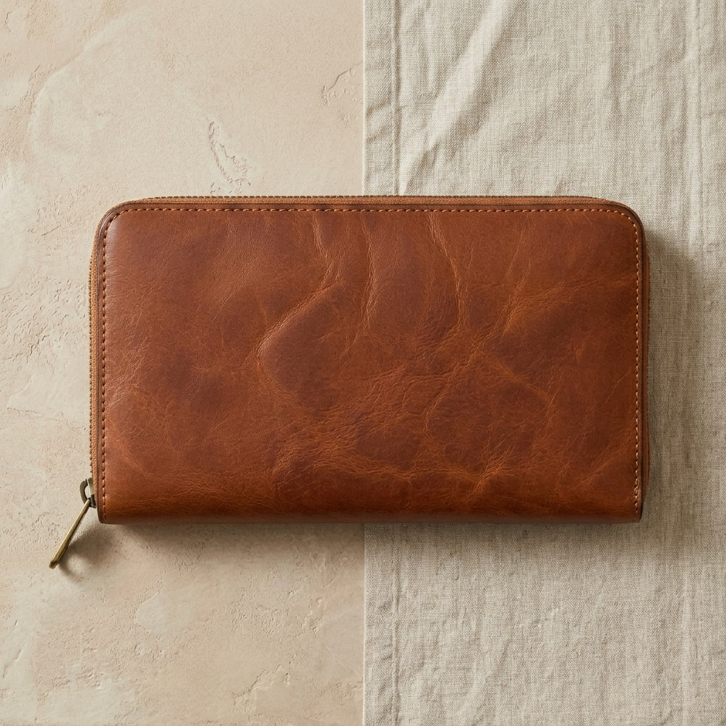 Zip-Around Leather Travel Wallet
