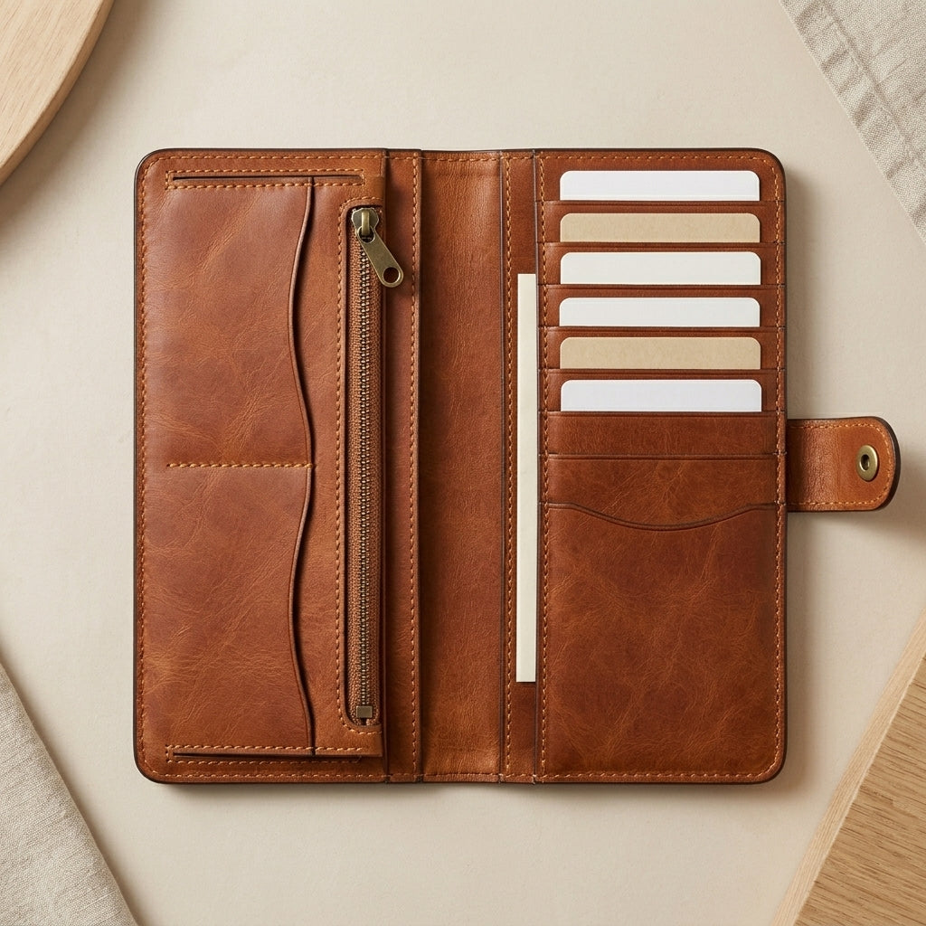 Long Leather Travel Wallet